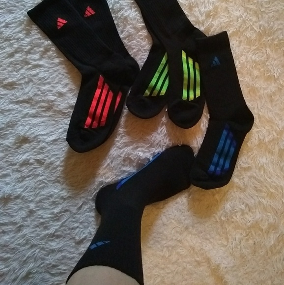 New ADIDAS 3pk Bundle NEON Socks - Picture 2 of 2
